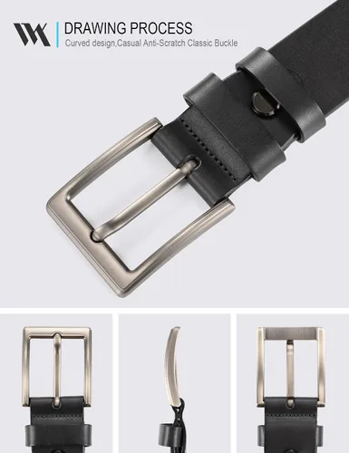 Vista 3 de WOLFANT Cinturón de cuero de grano completo de 1.5" para hombre, 100% cuero sólido italiano real