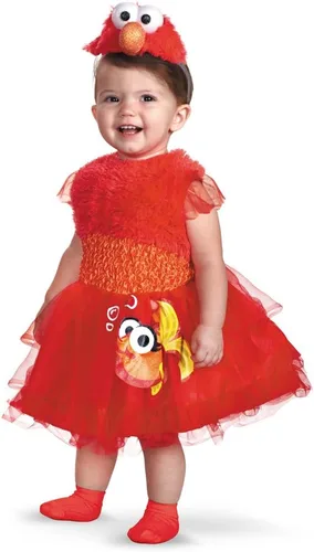 Vista 4 de Sesame Street Disfraz de Elmo con volantes para bebé, disfraz oficial de Sesame Street Elmo para Halloween