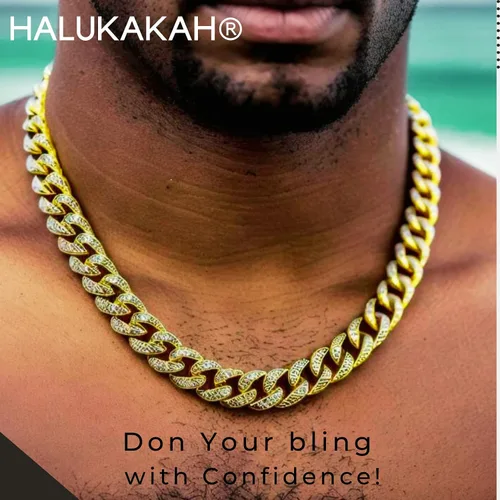 Vista 2 de Halukakah Gold Chain for Men - The Royal - Iced Out 1420MM GoldPlatinum WhiteRose GoldRhodium Black Cuban Link Chain Necklace Bracelet Full Cz