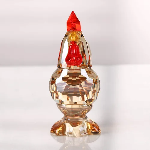 Vista 4 de Figura decorativa coleccionable de animales de gallo de cristal, decoración del hogar (dorado)