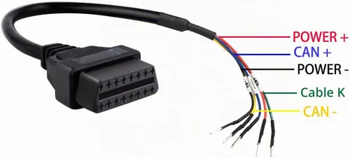 Vista 2 de iKKEGOL OBD OBDII OBD2 - Conector hembra de 16 pines K + CAN K Line Jumper Tester Cable universal Pigtail DIY Adaptador Mobley para motocicleta