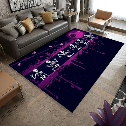 Vista 12 de Alfombra de araña negra, 3 x 4 pies, alfombra impresa en 3D de telaraña de terror, alfombra para dormitorio de niños, habitación de niños, sala