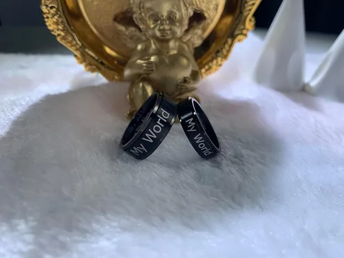 Vista 4 de Anillos de promesa a juego personalizados para parejas, anillos de ansiedad, anillos giratorios, anillos para parejas para él y su conjunto, anillos