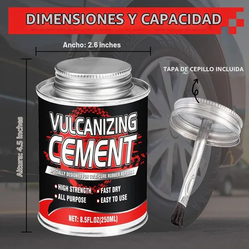 Vista 5 de Cimento Químico Vulcanizante – Cemento de Goma de Secado Rápido, Pegamento para Reparación de Neumáticos Multiusos, Kit de Parche de Neumático