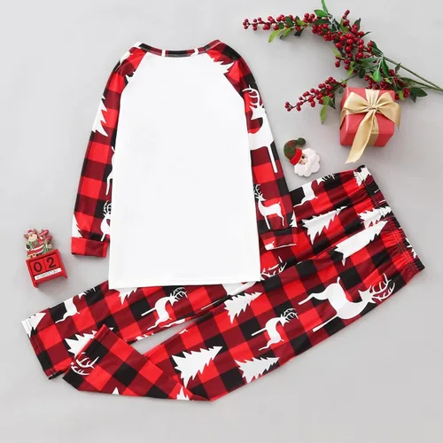 Vista 7 de TWGONE Pijamas de Navidad para la familia pijamas divertidas para hombres y mujeres ropa de descanso a cuadros renos de algodón