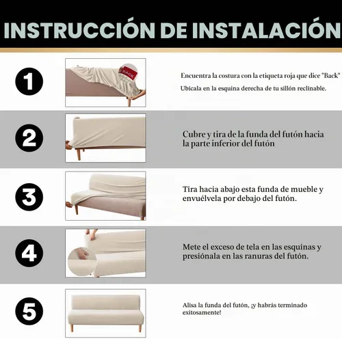 Vista 6 de PrinceDeco Funda elástica sin brazos para futón, funda deslizante para futón, funda para sofá de tamaño completo y cama de sofá de tamaño queen