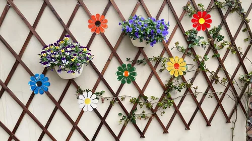 Vista 3 de 6 piezas de flores de metal para decoración de pared, decoración de jardín, flores de metal, girasol, arte de pared, decoración para colgar, adorno