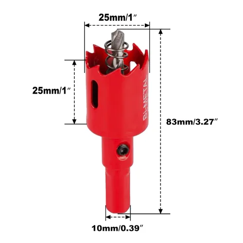 Vista 2 de Taladro de sierra de agujero de 1"/25 mm HSS bimetálica para madera, plástico y aluminio, herramienta de taladro eléctrico para perforar tablas
