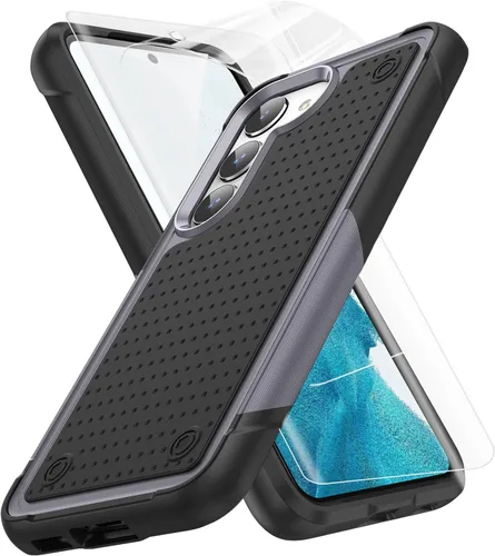 Vista 120 de Jeylly Funda para Samsung Galaxy S10 Plus S10+, ajuste delgado, doble capa, resistente, absorción de golpes, TPU con carcasa trasera de Negro