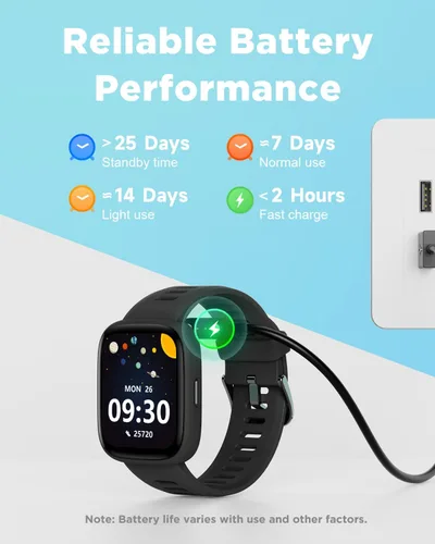 Vista 7 de BIGGERFIVE Reloj inteligente para niños, reloj de seguimiento de actividad física de 1.8", podómetro, frecuencia cardíaca, IP68 resistente al agua