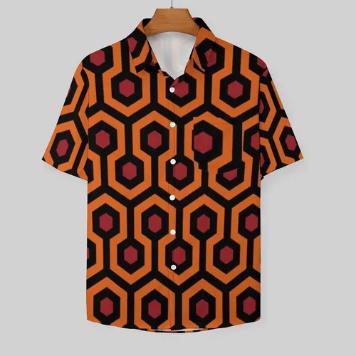 Vista 3 de The Shining Overlook Hotel - Camisa hawaiana de manga corta con botones para hombre