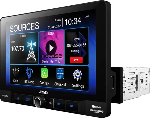 Vista 4 de Jensen CAR910W 9 pulgadas Mechless receptor multimedia con inalámbrico y con cable Apple CarPlay l Soporta dispositivos Android l SiriusXM-Ready l