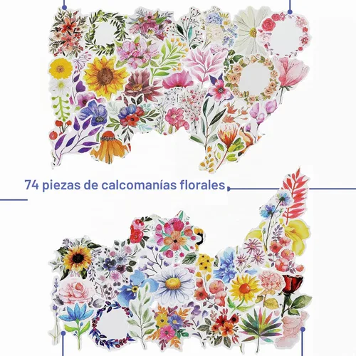 Vista 2 de Mr. Pen - Pequeñas pegatinas florales para portátil, 74 piezas, calcomanías para botellas de agua