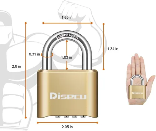 Vista 2 de Paquete de 2 candados de combinación de 4 dígitos resistentes con grillete de 1.3 pulgadas para exteriores, impermeables, para fundas, puertas