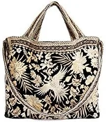 Vista 2 de Johnny Was Othilia - Bolso de terciopelo con encaje blanco y crema