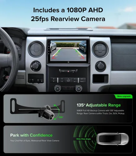 Vista 8 de Estéreo de coche Android 13 de 9 pulgadas para Ford F150 2009-2014 (solo CA manual), unidad principal inalámbrica CarPlay Android Auto con dos
