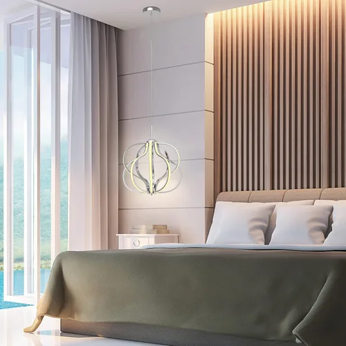 Vista 4 de Tangkula Candelabro LED moderno, lámpara colgante regulable con altura ajustable, lámpara de techo para dormitorio, sala de estar y comedor, LED