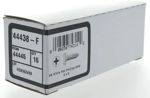 Vista 3 de Hillman 44445 - Tornillo de hoja Phillips de acero inoxidable, 8 x 2 pulgadas, color blanco, paquete de 15