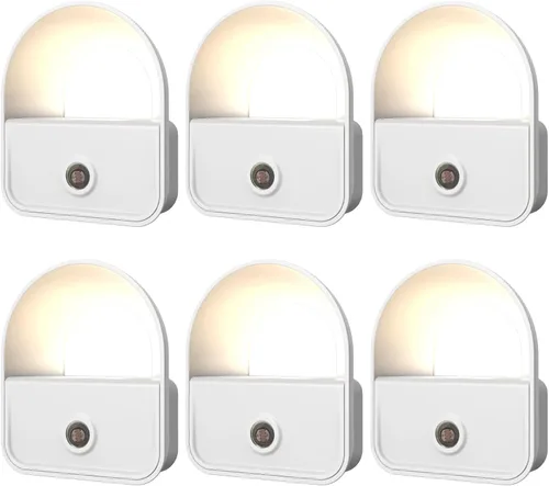Vista 7 de Paquete de 6 luces nocturnas enchufables, luces nocturnas LED inteligentes con sensor de atardecer a amanecer, luces nocturnas enchufables