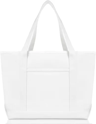 Vista 3 de Bolsa Dalix de 23 pulgadas, calidad superior, 24 oz, bolsa de lona de algodón Blanco
