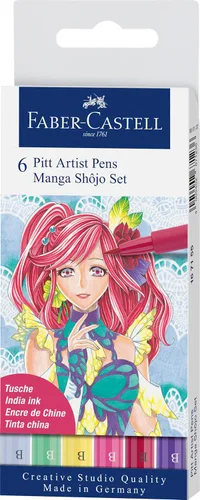 Vista 7 de Faber-Castell F167116 Pitt Artist Pen Cartera de 6 con puntas surtidas, color negro