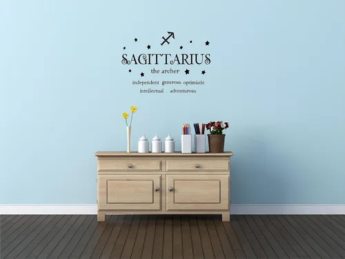 Vista 2 de Sagitario El Arquero Horóscopo Zodiaco Vinilo Arte de Pared Calcomanía Decoración del Hogar Refranes