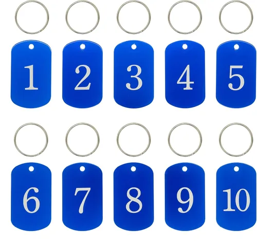 Vista 10 de Etiquetas numeradas de aluminio para identificación (1-10, negro)