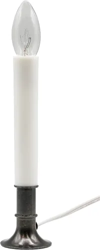 Vista 5 de Creative Hobbies Lámpara de vela eléctrica para ventana con base chapada en peltre, interruptor de encendido/apagado, bombilla lista para usar