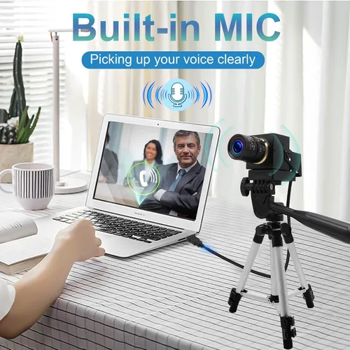 Vista 4 de ELP Cámara USB 4K con micrófono Zoom manual Cámara web de 0.197-1.969 in de enfoque variable Cámara de PC para computadora UVC USB2.0 Cámara web