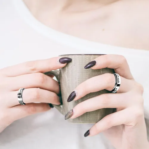 Vista 5 de Anillos para ansiedad para mujeres, hombres y niños, anillo de ansiedad para hija, meditación, anillo giratorio para aliviar el estrés y la ansiedad