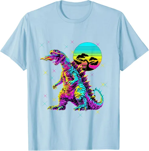 Vista 49 de Cool Streetwear synthwave 80s 90s retro anime snakezilla camiseta, Negro