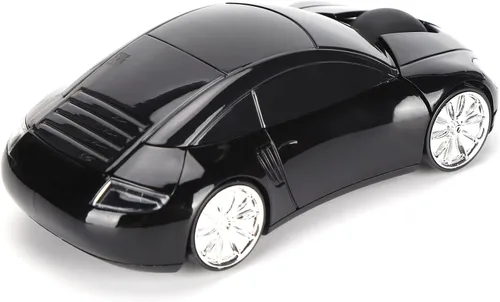Vista 9 de Dpofirs Mouse 2.4G para laptop, mini mouse inalámbrico inteligente en forma de automóvil, mouse ergonómico con receptor USB, regalos para niñas Negro