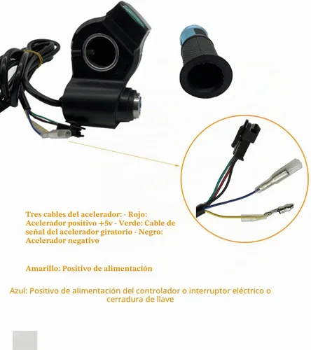 Vista 4 de 1 Par de Empuñaduras de Acelerador de Bicicleta Eléctrica, Manillar Giratorio Universal de Bicicleta Eléctrica Scooter con Pantalla LCD de Voltaje