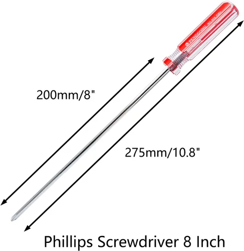 Vista 3 de Phillips - Destornillador largo de 8 pulgadas, destornillador largo #1 de cabeza cruzada de eje extra largo Extra Long Screwdriver Non-Slip
