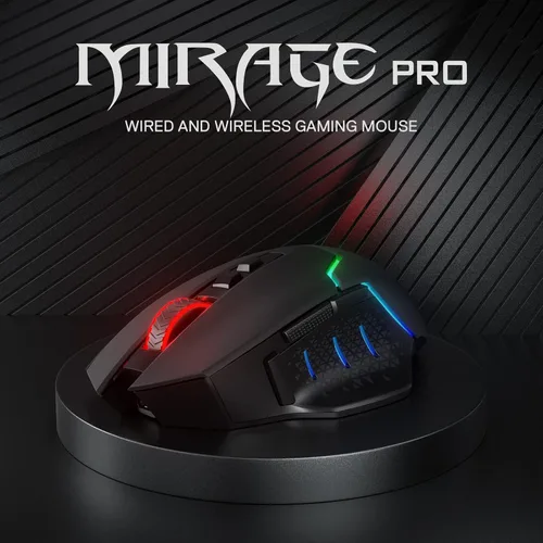 Vista 2 de Redragon M690 PRO - Mouse inalámbrico para juegos 8000 DPI con cable y llave de disparo rápido 8 botones macro diseño ergonómico para PC Maclaptop