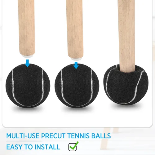 Vista 3 de Macarrie 120 pelotas de tenis precortadas para sillas, sillas de pelota de tenis, cubiertas de pies, pelotas para patas de muebles, para aula