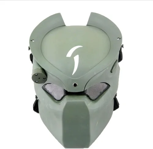 Vista 12 de Máscara de cosplay de Predator de resina para juego, película, Halloween, accesorios de disfraz para fiesta Negro