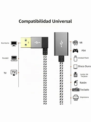 Vista 4 de CableCreation Cable de extensión USB 3.0 corto de 1 pie, cable extensor