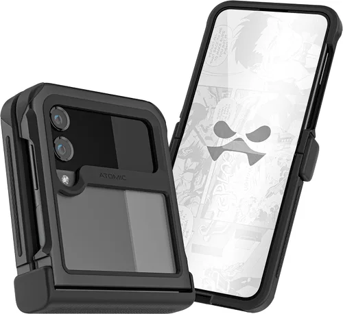 Vista 60 de Ghostek Atomic - Funda delgada para Galaxy Z Flip 4, parte trasera de aramida con parachoques de aluminio rojo, funda protectora de doble capa a