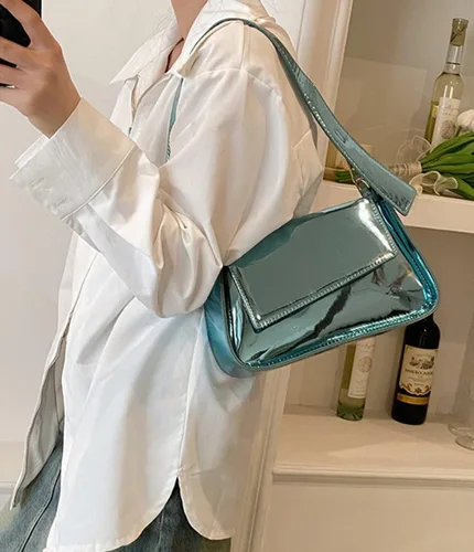 Vista 2 de Bolso de noche para mujer, Y2k, plateado, bolso hobo, bolso de mano, bolso de mano, bolso de mano, bolso de fiesta, bolso de mano, bolsos cruzados