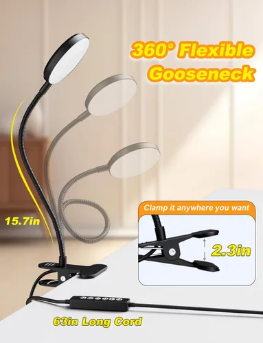 Vista 5 de Lámpara de escritorio con abrazadera-HLXS-111 (luz cálida/blanca con puerto USB- 10W)