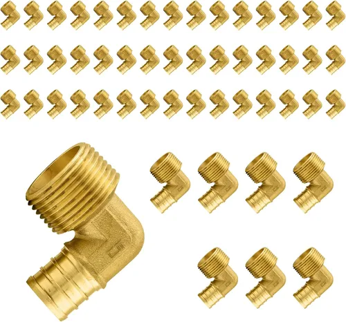 Vista 17 de Paquete de 5 accesorios PEX, adaptador de codo NPT roscado macho de 1/2" PEX x 1/2", ASTM F1807