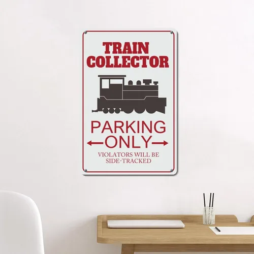 Vista 6 de Letrero de metal para coleccionista de trenes, arte de pared de metal solo para estacionamiento, decoración del hogar, tren, conductor, ferrocarril