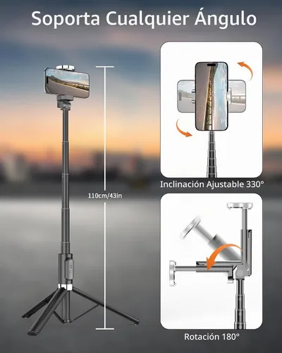 Vista 4 de Trípode para selfie Stick – Trípode para iPhone con control remoto, soporte ligero para teléfono Android, soporte extensible compatible con todos