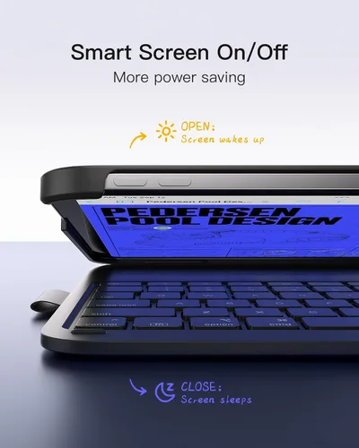 Vista 4 de Inateck Funda para iPad de 10ª/11ª generación con teclado, teclado ultraligero con soporte para bolígrafo para iPad de 11ª
