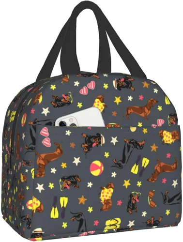 Vista 12 de Bolsa de almuerzo aislada Hmklpi con piñas, bolsillo frontal, reutilizable, con cierre de cremallera para hombres y mujeres