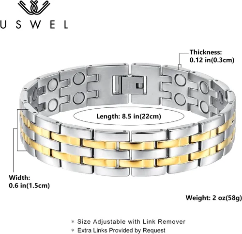 Vista 2 de Pulsera de terapia magnética antiestrés para hombre, pulseras magnéticas para artritis y túnel carpiano para hombres Pulsera reafirmante corporal