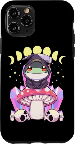 Vista 10 de Funda para iPhone 15 Pastel Goth Kawaii Mushroom Moon Phase Grim Reaper Frog Case