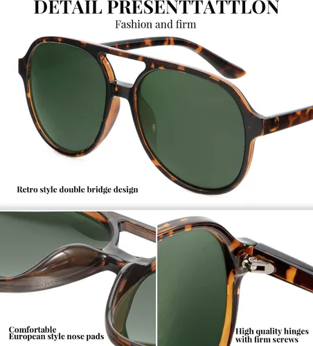 Vista 5 de NSSIW Lentes de sol estilo aviador retro para mujeres y hombres, polarizados vintage de los años 70 con protección UV