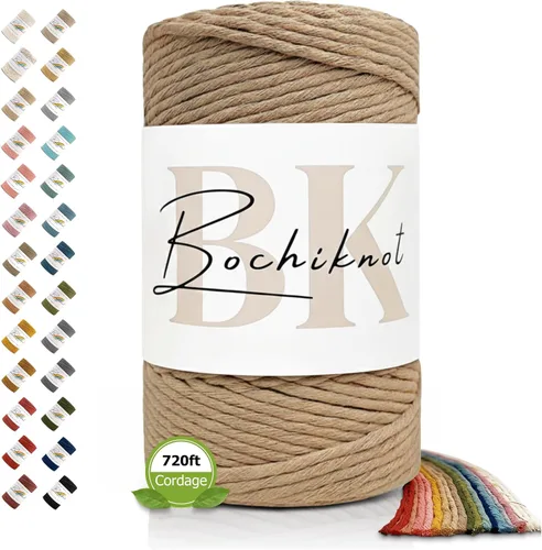 Vista 21 de BOCHIKNOT Cordón de macramé de 3 mm x 302 m - Cordón de macramé de hebra única para colgantes de pared, perchas de plantas - Cordón de macramé de 3